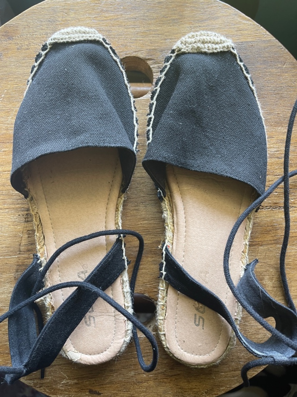 Women’s Black Espadrille Tie Sandals